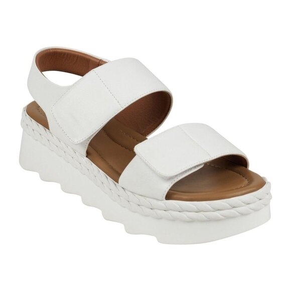 GC SHOES Vosa White Double Band Velcro Platform Sandals - White - 8.5 - Picture 1 of 3